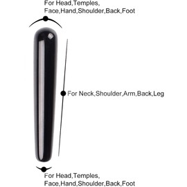 Natural Black Obsidian Massage Stick 4.3 Inch Handmade Crystal Massage Stick Gua Sha Scratch Massager for Acupuncture Therapy, Crystal Wand for Women to Train