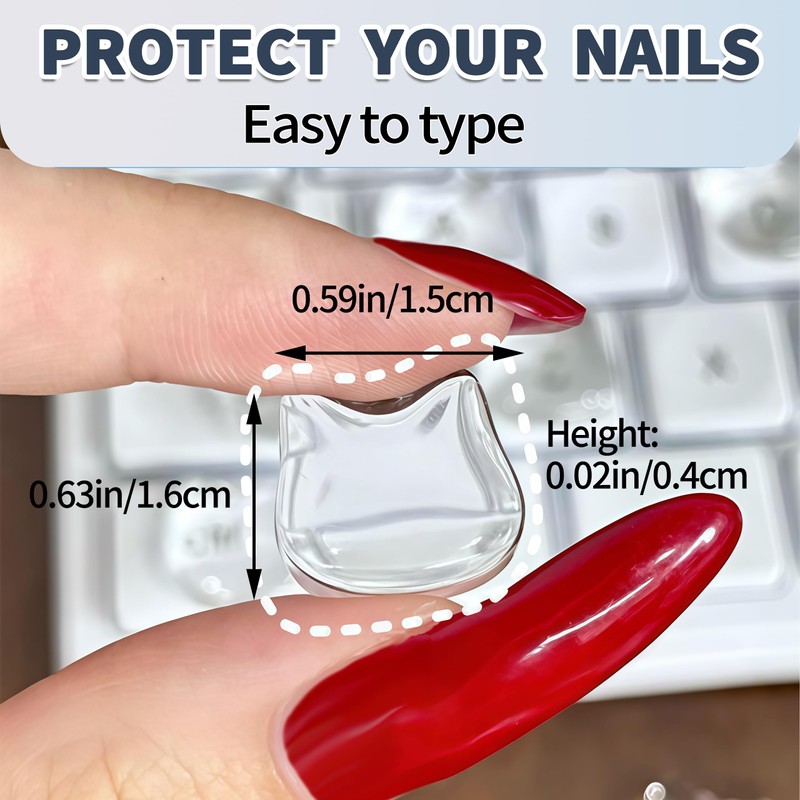 VNLEXMC Transparent Glass Long Nail Keyboard Caps – 80 Raised