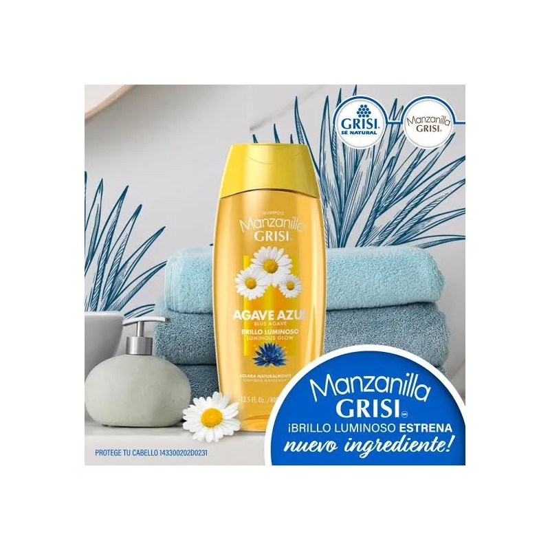 Shampoo Manzanilla Grisi Agave Azul Brillo Luminoso 400ml