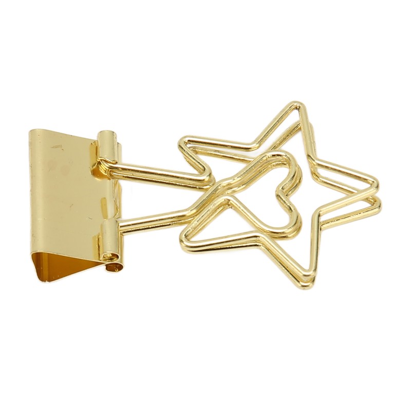 100 Pcs Binder Clips Star Shape Paper Clamps Hollow Long