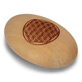 NKlaus Worry Stone Worry Stone 3852 Flower of Life Real Wood 6.3 x 4 x 1.5 cm Oval for Improving the Mood