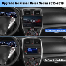 4+64G Android 14 Car Stereo Radio Upgrade for Nissan Versa Sedan 2015 2016 2017 2018 2019, 10.1" IPS Touchscreen Car Radio with Wireless CarPlay Android Auto GPS Navigation WiFi Bluetooth SWC Camera