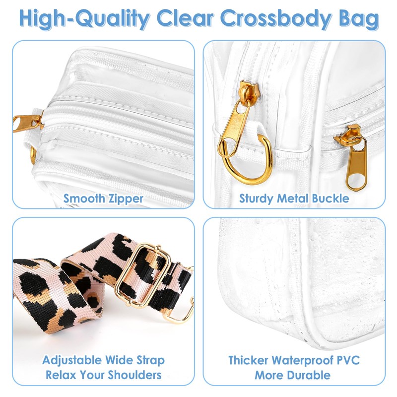 ROADPLUM Clear Bag Stadium Approved, Waterproof Clear Purse Bag, Crossbody