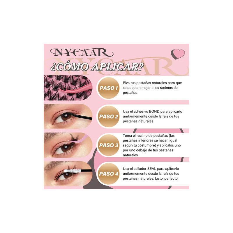 Kit Pestañas Naturales Wispy Nycaar Con Pegamento Diy