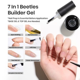 Beetles Gel Polish 5 in 1 Beetles Builder Gel 15ml Clear Builder Strengthener Gel with Detachable Liner Nail Brush for Beetles Builder Gel Nail Art Design Holiday Gift for Women