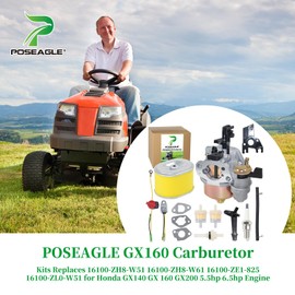 POSEAGLE GX160 Carburetor Kits for Honda GX140 GX 160 168F GX200 5HP 5.5HP 6.5HP Engines Replaces 16100-ZH8-W51 16100-ZH8-W61 16100-ZE1-825 16100-ZL0-W51