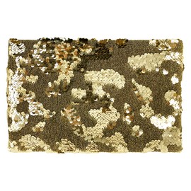 JNB Flat Sequin Envelope Clutch, Gold, Medium