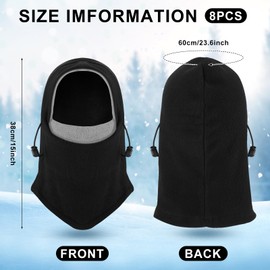 Frienda 8 Pcs Balaclava Ski Mask Men Windproof Warmer Face Covers Adjustable Winter Mask for Men Women(Black, Gray)