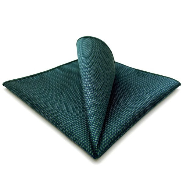 SHLAX&WING Solid Dark Green Mens Hanky Silk Pocket Square Large