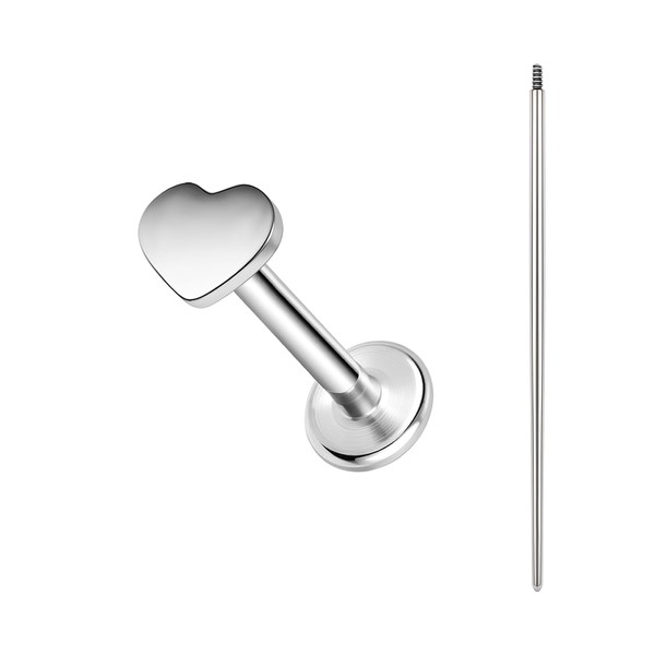 BodyAce ASTM F136 Titanium Lip Bar Labret Rings, 16G Flat