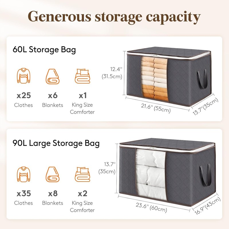 SsnDdm 2-Size Clothing Storage Boxes – 4/6/8-Pack folding clothing storage
