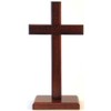 Shalom 10cm standing cross rectangular base Christian desktop gift crucifix wooden wood