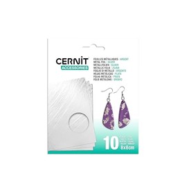 CERNIT CE922C - Pack of 10 Metal Foil Embossing Films, 8.5 x 8.5 cm Film, Suitable for Art and DIY Activities, Silver, 1 Pack