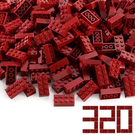 Feleph Classic Building Kit, 2 x 4 Bricks, Dark Red, 320 Pieces, Creative Set, Basic Blocks, Toy Accessories, Compatible with 3001 Major Brands