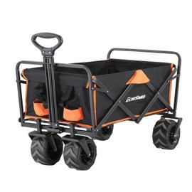 EchoSmile Heavy Duty 350 Lbs Capacity Collapsible Wagon, Outdoor Folding Camping Wagons, Grocery Portable Utility Cart, Adjustable Rolling Carts, All Terrain Sports Wagon with Big Wheels by Boahaus