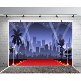 AOFOTO 10x7ft Red Carpet Backdrop Movie Night Stage Lighting Photography Background Celebrity Event Party Premiere Banner Photo Studio Props Kid Adult Artistic Portrait Activity Decoration Wallpaper
