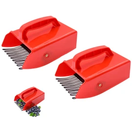 Berry Picker, 2 Pack Berry Pickers and Rakes with Metallic Comb and Ergonomic Handle for Easier Berry Picking, Blueberry Rake Scoop for Blueberries, Lingonberries and Huckleberries(2 Pack)