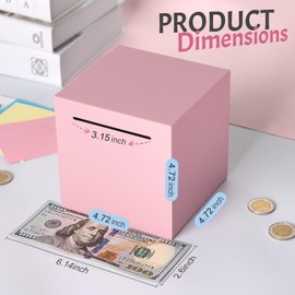 Piggy Bank for Adults Must Break to Open, Unbreakable Adults Piggy Bank Made of Stainless Steel, Metal Saving Bank (Pink, 4.72-inch)