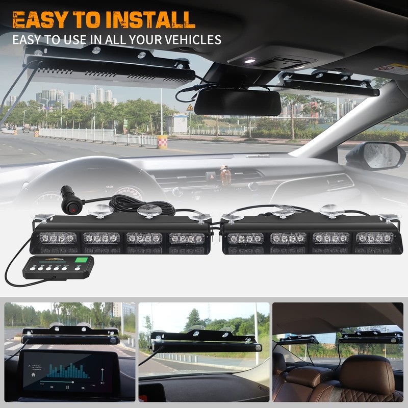 XRIDONSEN Emergency Dash Strobe Lights Amber Safety Flashing Warning w/Digital