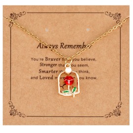 AHAETH Princess Belle Accessories for Women Gifts Hawaiian Birthday Jewelry Accessories Princess Belle Rose Necklace, Medium, Zinc, No Gemstone