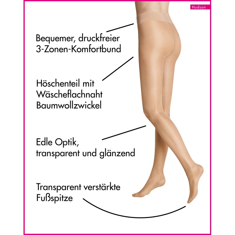 Hudson Glamour 20 Women’s Tights, Fine Tights, 20 Denier Look