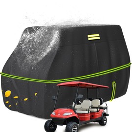 moveland 6 Passenger Golf Cart Cover Heavy Duty 600D Polyester All Weather Fits for Most 4+2 Yamaha EZGO Club Car Honda(Black, 138 x 48 x72 inch)