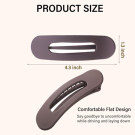 4 PCS Flat Claw Clips, Large Lay Flat Hair Clips for Women Girls, Strong Hold Non-slip Hair Claws for Thick Thin Hair (Matte 1)