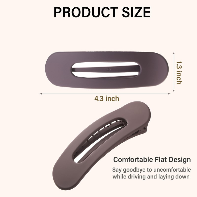 4 PCS Flat Claw Clips, Large Lay Flat Hair Clips