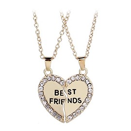 YALLNASL BFF Friendship Necklace Gift for 2 Best Friends Necklaces for Friend Broken Heart Pendant Necklace for Women Match Best Friend Necklace Forever Heart Necklaces