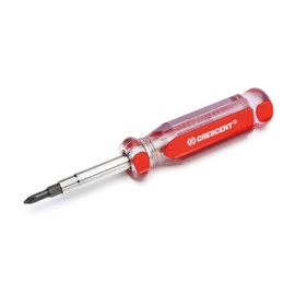 Crescent CS61N 6-in-1 Interchangeable Bit Screwdriver, Red Handle