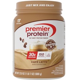 Premier Protein Powder, Café Latte, 30g Protein, 95mg Caffeine for Energy, No Added Sugar, 100% Whey Protein, Keto Friendly, Soy & Gluten Free, 23.9 o