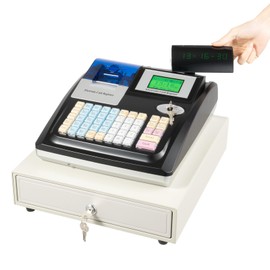 48 Keys POS System Electronic Cash Register, LED Display Electronic Cash Register with Removable Cash Tray and Thermal Printer with Cash Lock for Supermarkets, Shopping Malls
