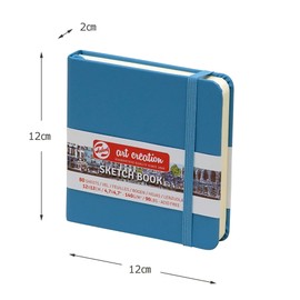 Talens T9314-214M Art Creations Sketchbook, Drawing Notebook, 4.7 x 4.7 inches (12 x 12 cm), Lake Blue, Thickness: 4.1 oz/sq ft (140 g/m2), Fine, Acid Free Paper, 80 Sheets Bound