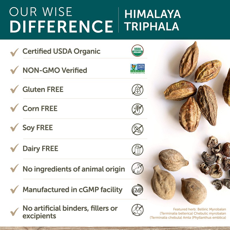 Himalaya Organic Triphala for Constipation and Irregularity, 60 Caplets, USDA