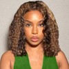 Ombre Glueless Curly Bob Wigs Human Hair Pre Plucked Pre