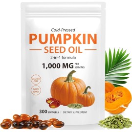 OneBtanicl, AccentialLabs, others (may vary) Pumpkin Seed Oil Capsules, 2 in 1 Pumpkin Seed Extract 300 Softgels,Suppo