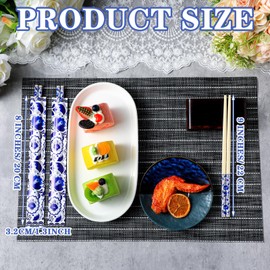 Suttmin 50 Pairs Cherry Blossom Chopsticks Bulk with Sleeved Blue Flower Disposable Bamboo Eucalyptus Chopsticks Wedding Favors Chinese Japanese Food Supply for Takeout Picnic(Porcelain)