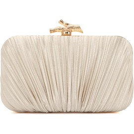 Clutch Purses for Women Evening Bag Pleated Clutch Bag with Chain Party Purses Handbag for Cocktail/Prom/Party/Wedding/Formal (Champagne Gold)