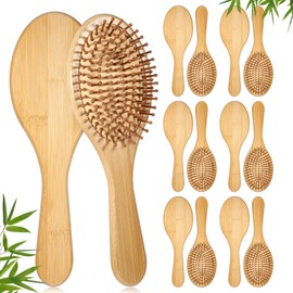 12 Pcs Bamboo Hair Brush Bulk Natural Wooden Paddle Brush Anti-Static Wooden Hair Brush Lightweight Massage Scalp Combs Detangling DIY Engraving Hairbrush for Women Men All Hair Types