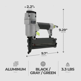 Master Mechanic 3 In 1 Adjustable Nailer/Stapler with 18-GA Nails, 16-GA Brads & Staples, Ideal for Interior and Exterior Molding and Trim