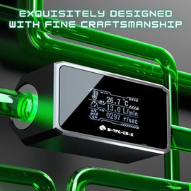 G1/4" OLED Display PC Water Cooling Flowmeter/Thermometer System Monitor, High Temperature Alarm Water Cooler