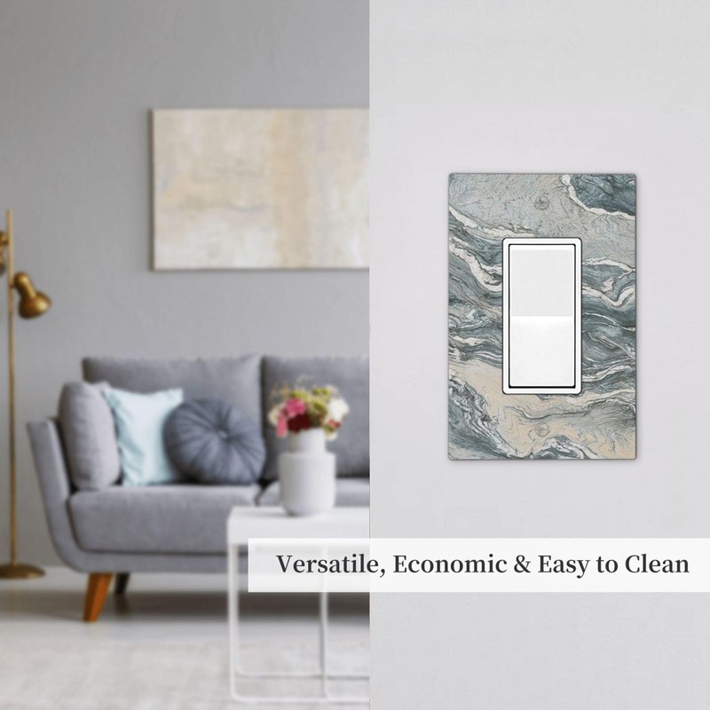 Marble Seas Metallic Blue Ceramic Tile Print Decorative Outlet Covers