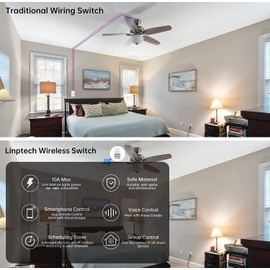 Smart Wi-Fi Light Switch, 2 Channels Linptech Wireless Relay Switch Tuya App Remote Control Voice Control Home Automation Timer Compatible with Alexa for LED Ceiling Pull Chain Light