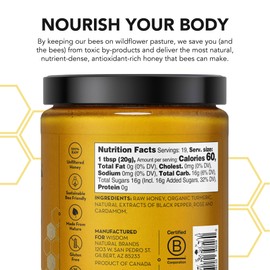 Drizzle Turmeric Gold Raw Honey - All Natural Pure Raw Honey with Organic Turmeric, Unfiltered, Use in Tea, Golden Milk, & Coffee, Sugar Substitute, Certified Kosher - 13.2 oz Jar (375 g), Pack of 2