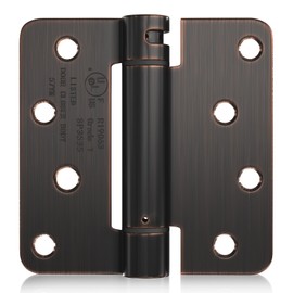 Haidms 3 Pack Spring Hinge 4 Inch Oil Rubbed Bronze Self Closing Door Hinges with 1/4'' Radius Corner Adjustable Tension for Residential & Heavy-Duty Door Hardware