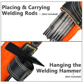 Chanharm Flame-Resistant Electrode Bag, Cowhide Leather Welding Rod Holder, Wearable Thickened Storage Pouch