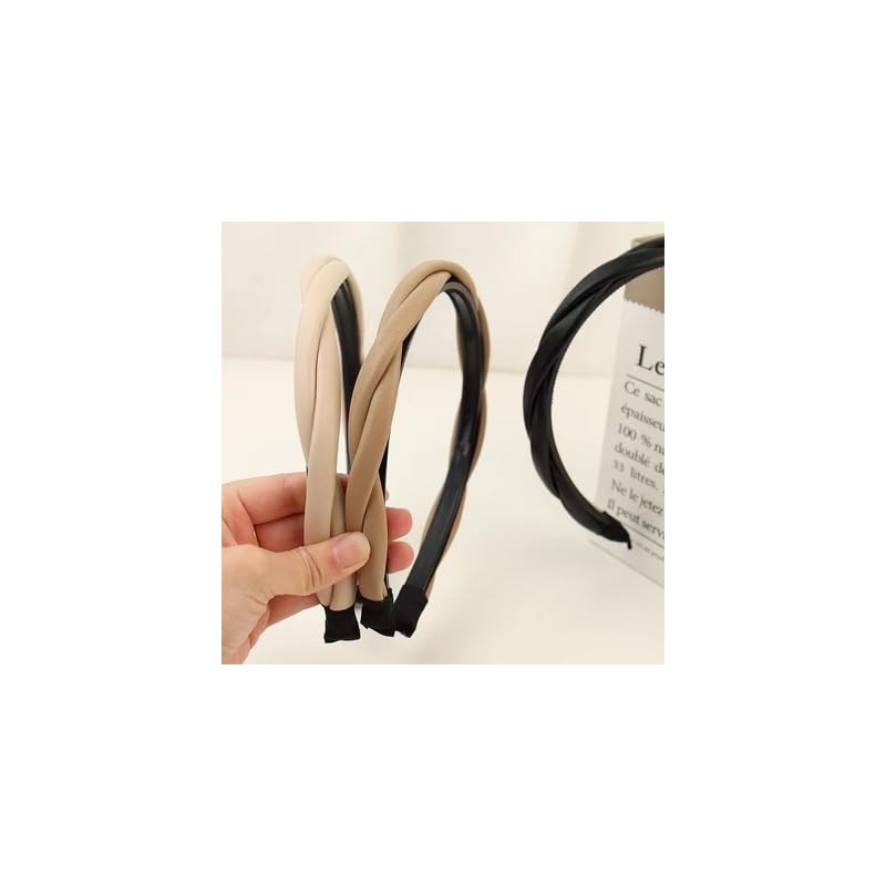 Headband - Faux Leather Headband Cross Twisted Braided Rope Style