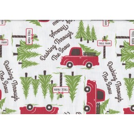 Kane Home Vinyl Tablecloth, Red Truck Christmas Tree Farm Design, Eco Friendly PEVA, Flannel Backed Table Cloth (52 x 70 Rectangle)