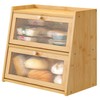viewcare Bread Box for Kitchen Counter, Double Layer Large Bamboo