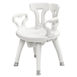 Bedside Commode Shower Chair Bedside Heavy Duty 330 LBS Adjustable Bath Chair Shower seat with Liftable Armrests & Backrest. Raised Toilet Seat with Removable Commode Tools-Free Assembly